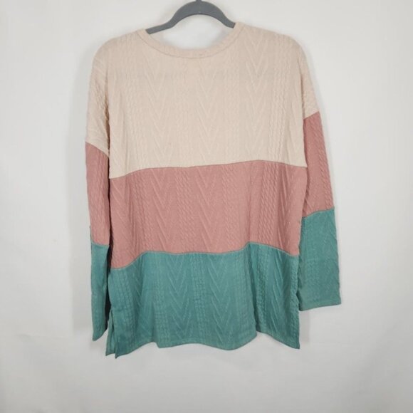 Bibi Colorblock V-Neck Sweater Size Medium - Picture 2 of 4